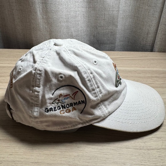 Greg Norman CGA Embroidered Shark Logo Golf Cap‎ Hat Beige 100% Cotton One Size - Picture 6 of 7